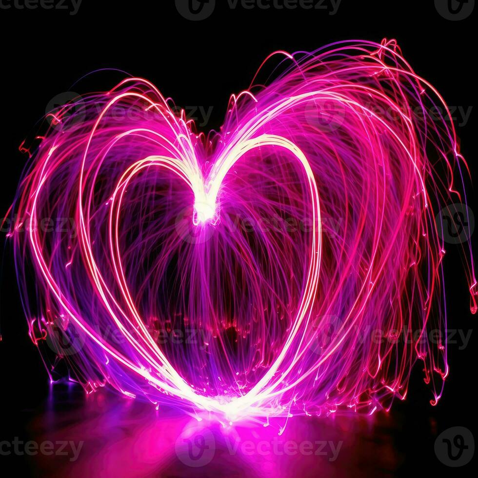 heart illuminated light painting freeze photo long exposure pink street city neon romantic