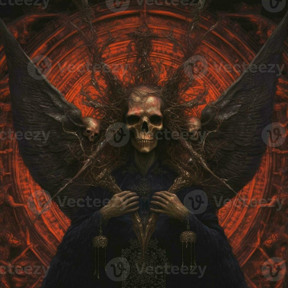 devil hell illustration tattoo cover art evil magic skeleton demon graphic vintage halloween photo