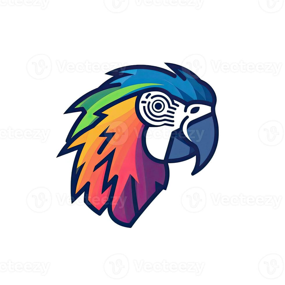 parrot ara neon logo icon tattoo emblem clipart illustration element vector clear cut esp png photo