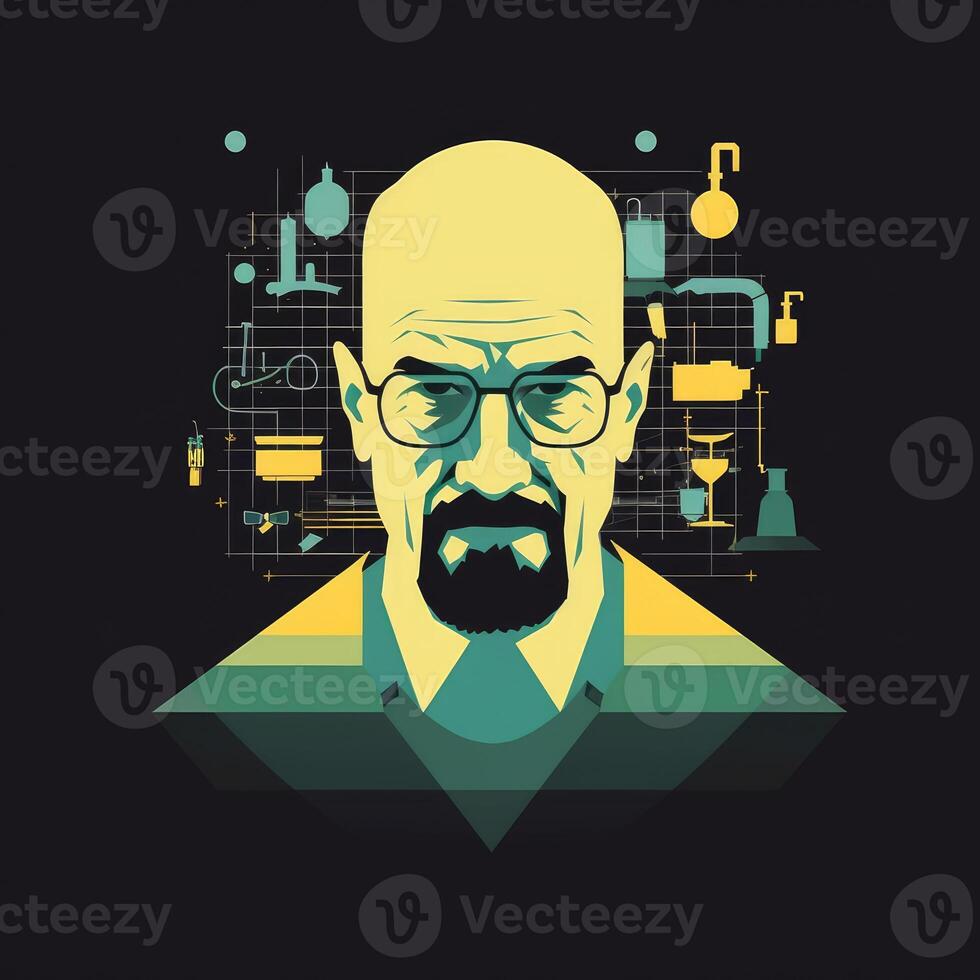 Heisenberg Walter blanco vector sencillo ilustración rotura malo obra de arte póster tatuaje foto