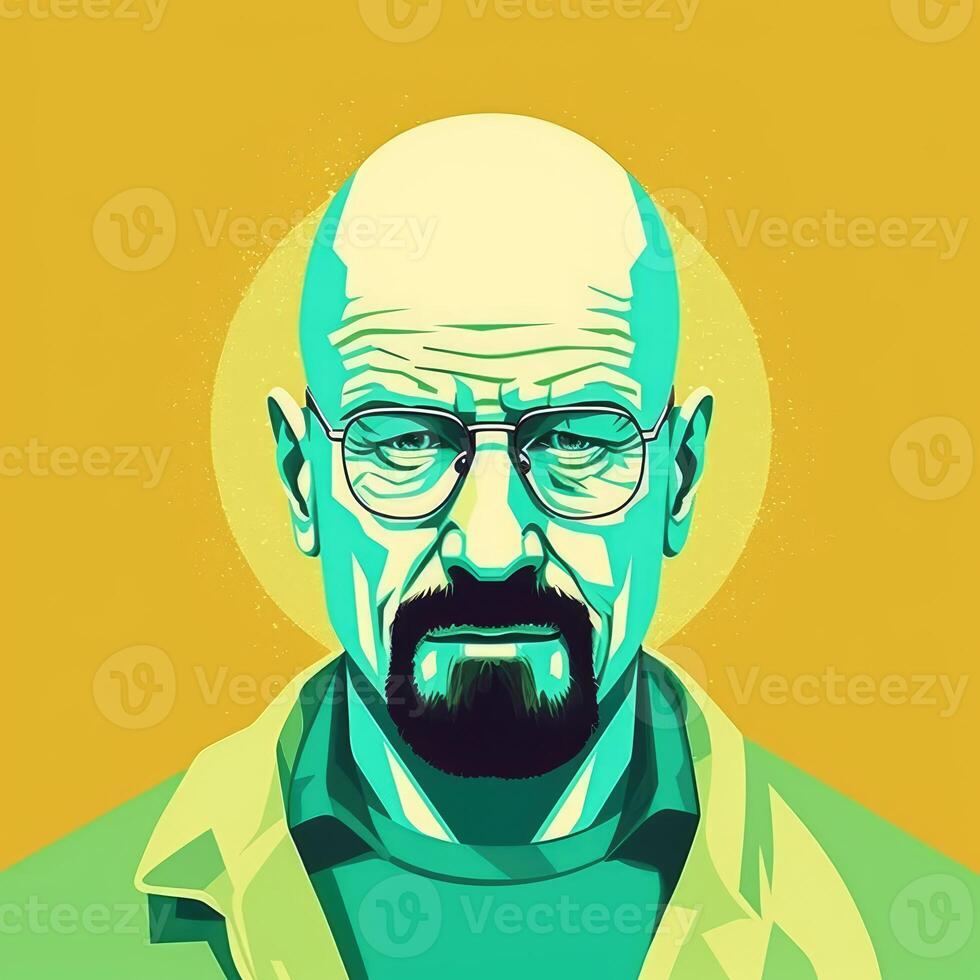 Heisenberg Walter blanco vector sencillo ilustración rotura malo obra de arte póster tatuaje foto