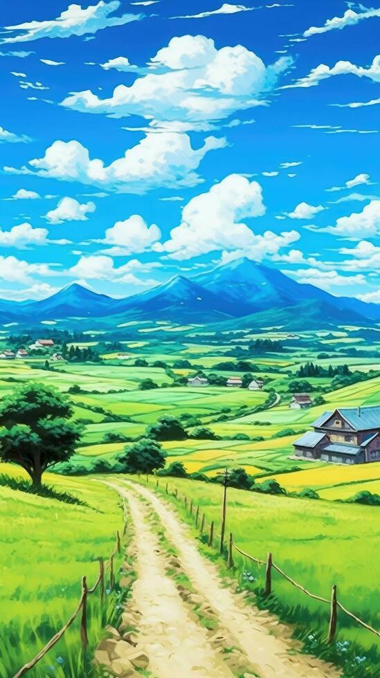 fabulous panorama landscape anime bright freedom inspiration wallpaper smartphone illustration photo