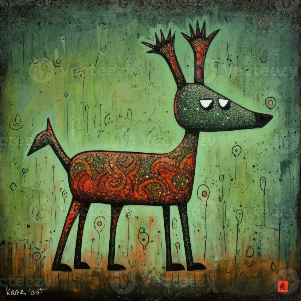 deer cubism art oil painting abstract geometric funny doodle illustration poster tatoo photo