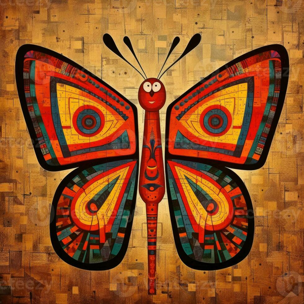 mariposa cubismo Arte petróleo pintura resumen geométrico gracioso garabatear ilustración póster tatuaje foto