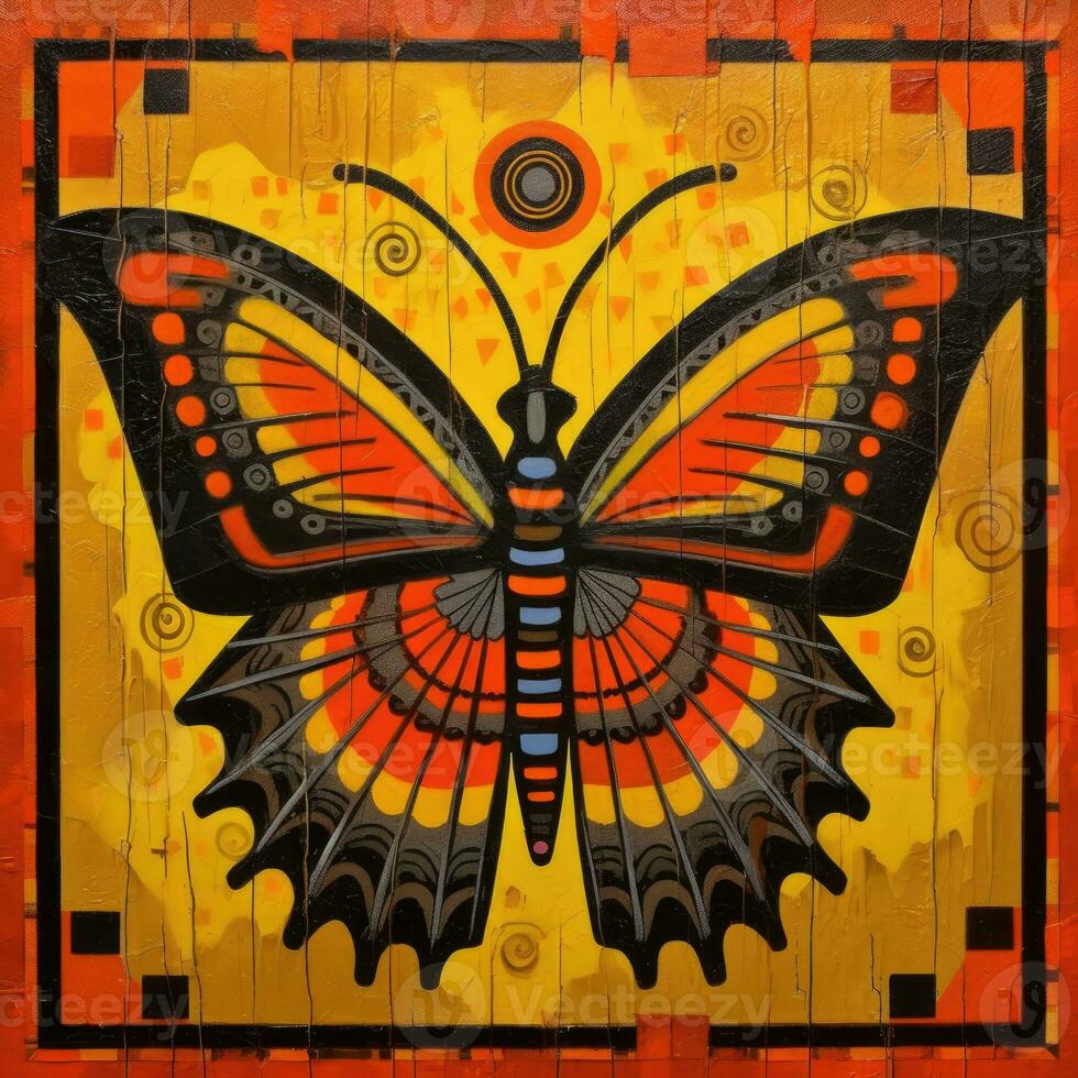 mariposa cubismo Arte petróleo pintura resumen geométrico gracioso garabatear ilustración póster tatuaje foto