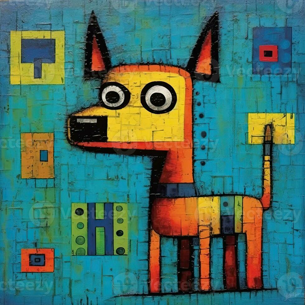 dog puppy cubism art oil painting abstract geometric funny doodle illustration poster tatoo photo