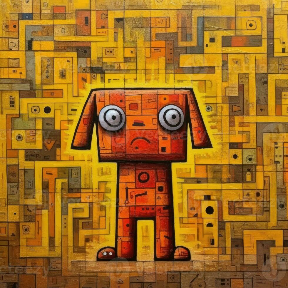 dog puppy cubism art oil painting abstract geometric funny doodle illustration poster tatoo photo