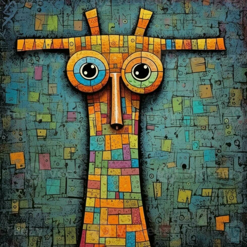 giraffe cubism art oil painting abstract geometric funny doodle illustration poster tatoo photo