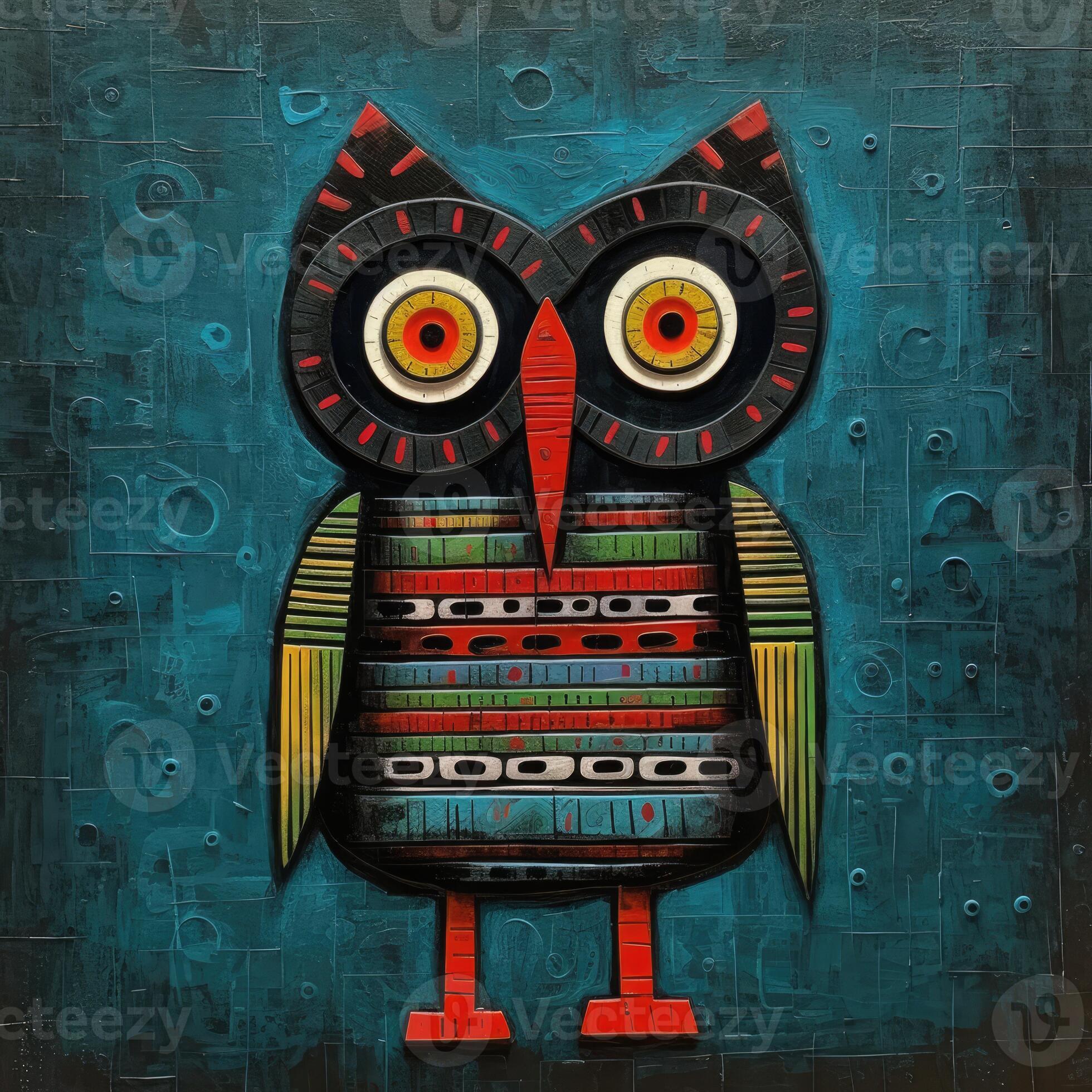 eagle owl cubism art oil painting abstract geometric funny doodle  illustration poster tatoo 30032557 Stock Photo at Vecteezy