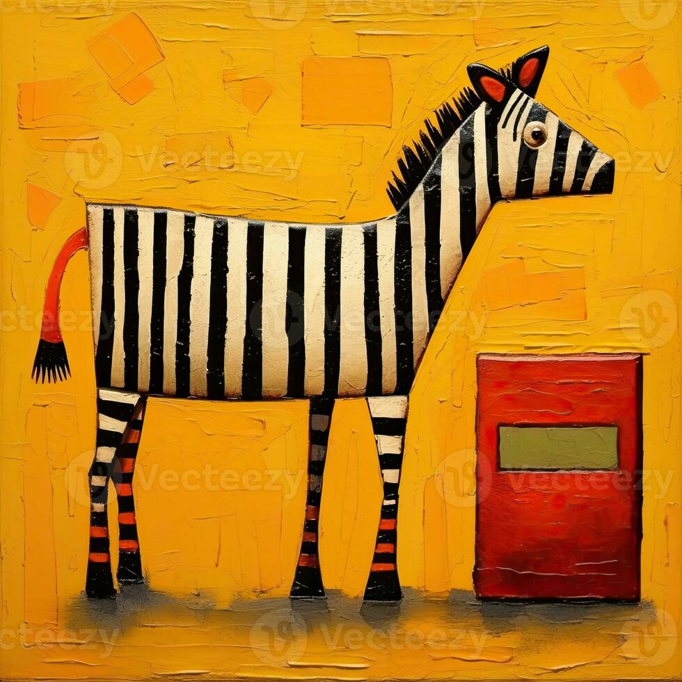 zebra horse cubism art oil painting abstract geometric funny doodle illustration poster tatoo photo