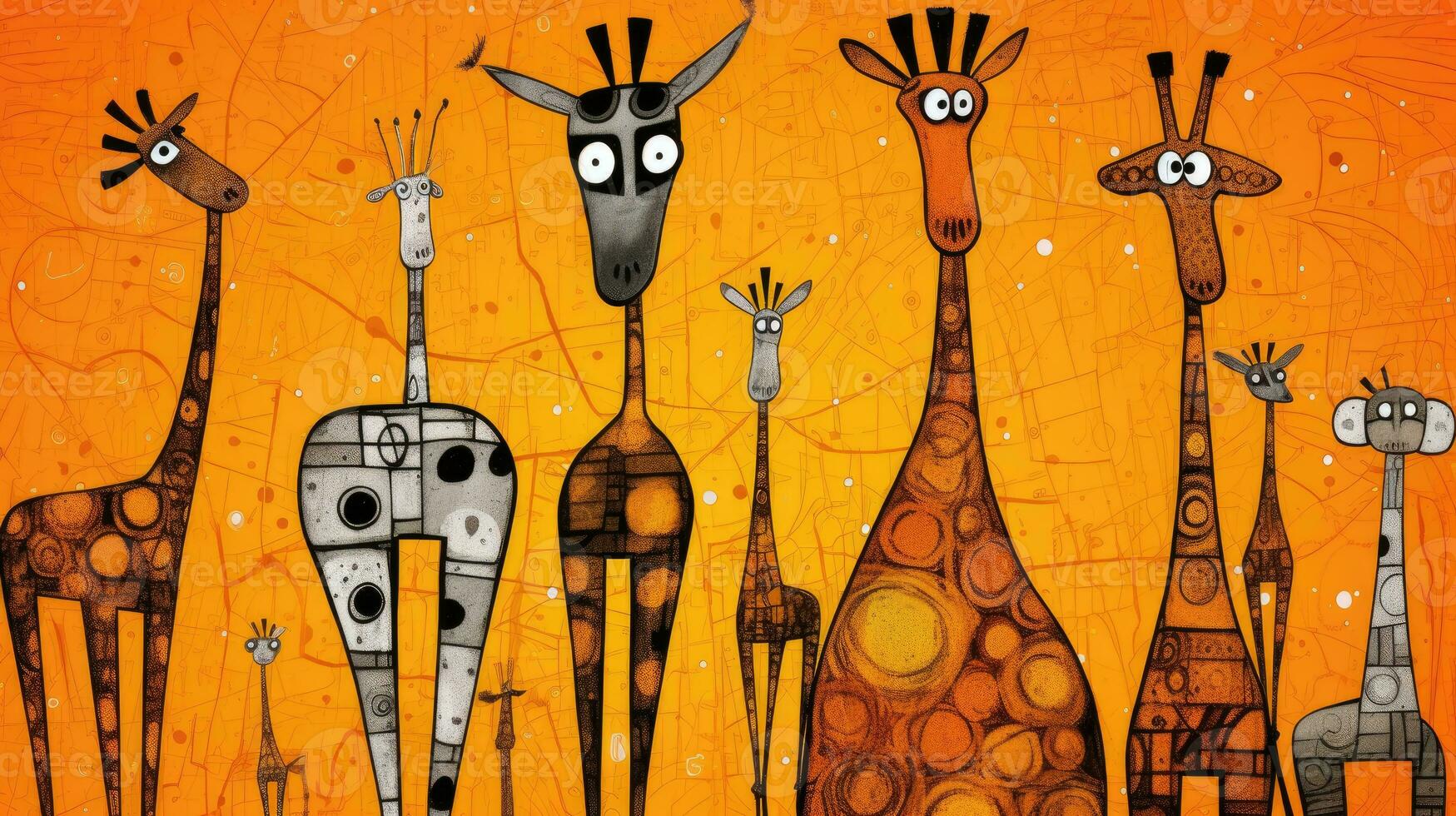 giraffe expressive children animal illustration painting scrapbook hand drawn artwork cute cartoon photo