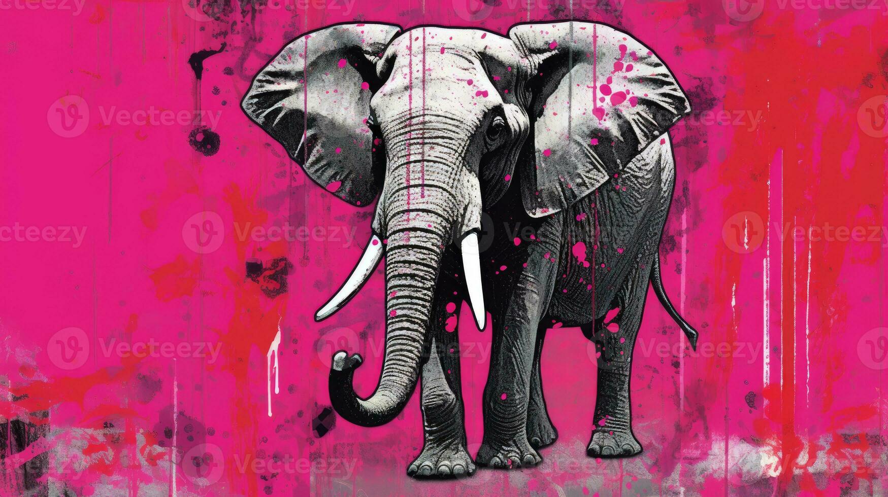 elefante expresivo niños animal ilustración pintura álbum de recortes dibujado obra de arte linda dibujos animados foto