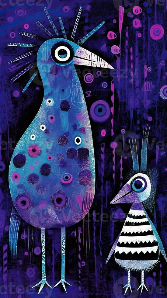 peacock expressive children animal illustration painting scrapbook hand drawn artwork cute cartoon photo