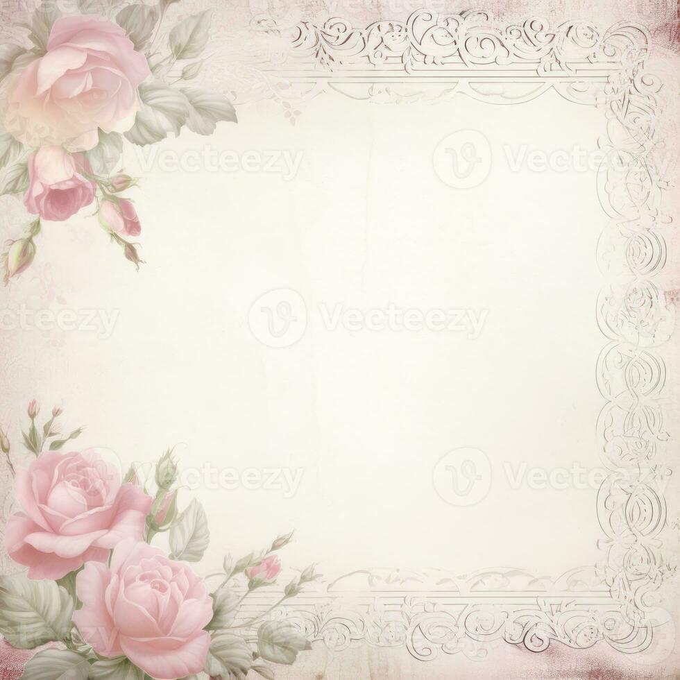 scrapbook gentle watercolor illustration hand drawn pastel romantic print border frame wedding photo