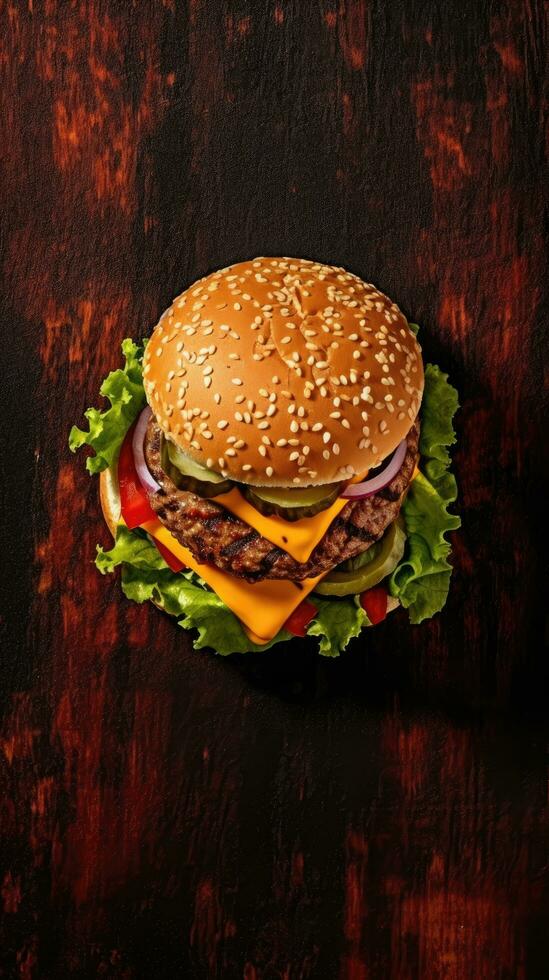 burger fry souse banner free space text mockup fast food top view empty professional phonography photo