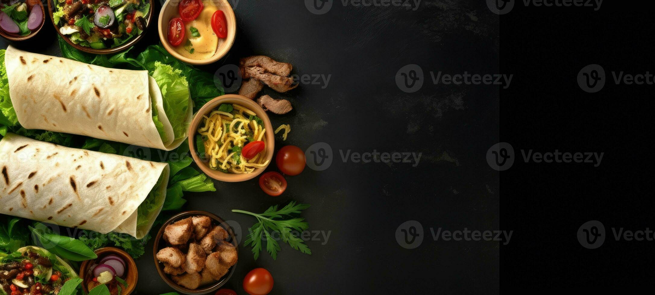 shawarma tacos banner free space text mockup fast food top view empty professional phonography photo