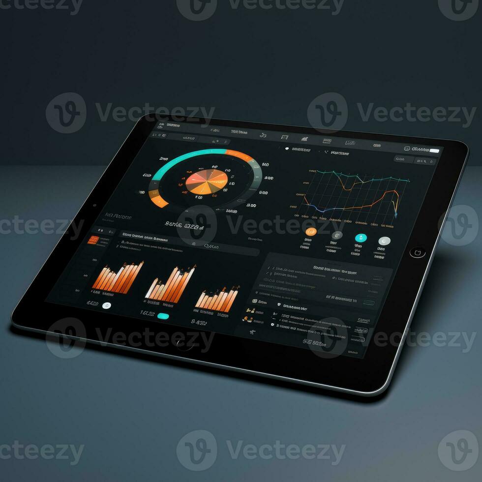 tableta Bosquejo ui interfaz estadística grafico diagrama pantalla sitio web presentación tablero modelo foto