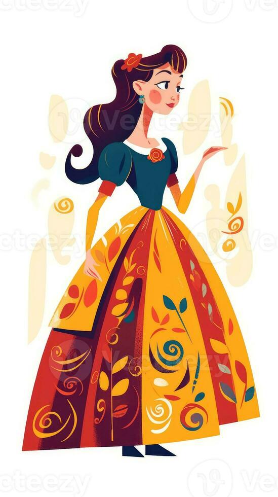 young woman fairytale character cartoon illustration fantasy cute drawing book poster graphic photo