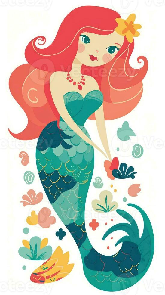 mermaid fairytale character cartoon illustration fantasy cute drawing book art poster graphic photo