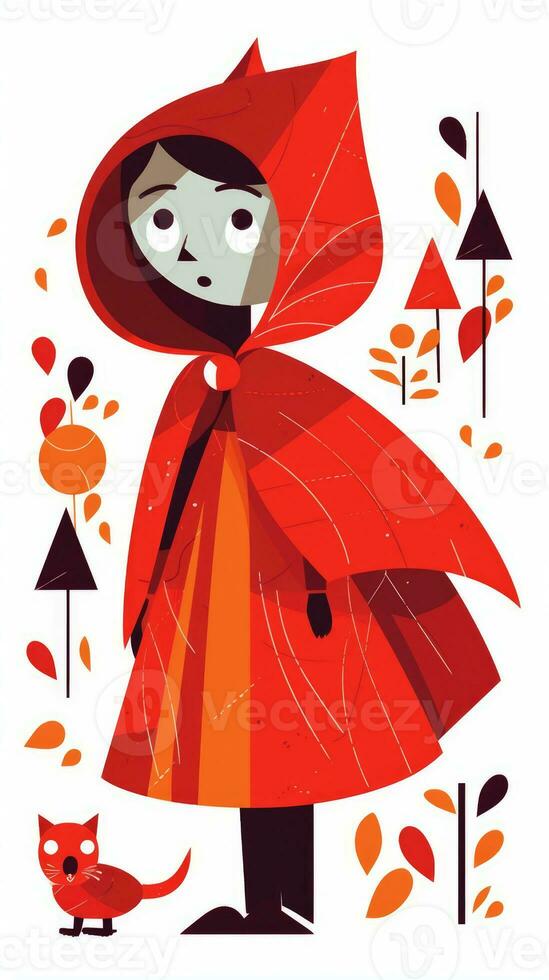 pequeño rojo montando capucha cuento de hadas personaje dibujos animados ilustración fantasía linda dibujo libro Arte foto