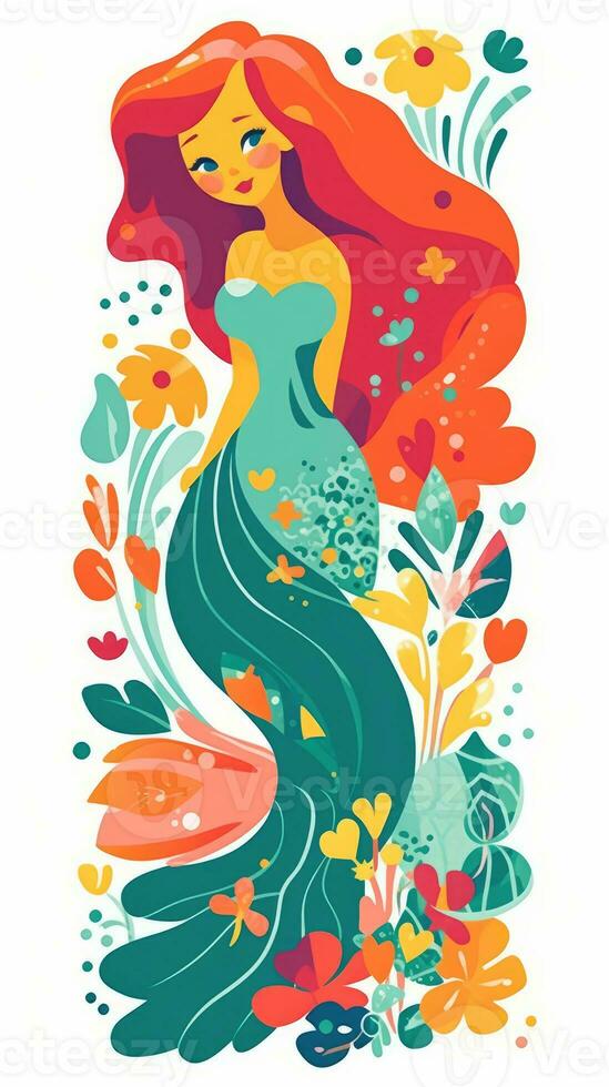 mermaid fairytale character cartoon illustration fantasy cute drawing book art poster graphic photo