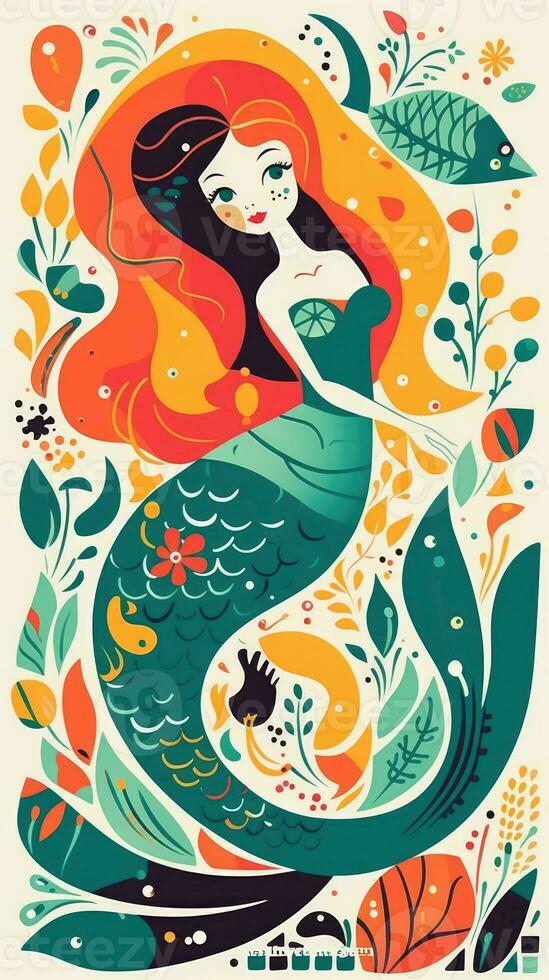 mermaid fairytale character cartoon illustration fantasy cute drawing book art poster graphic photo