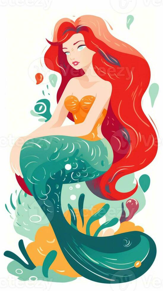 mermaid fairytale character cartoon illustration fantasy cute drawing book art poster graphic photo