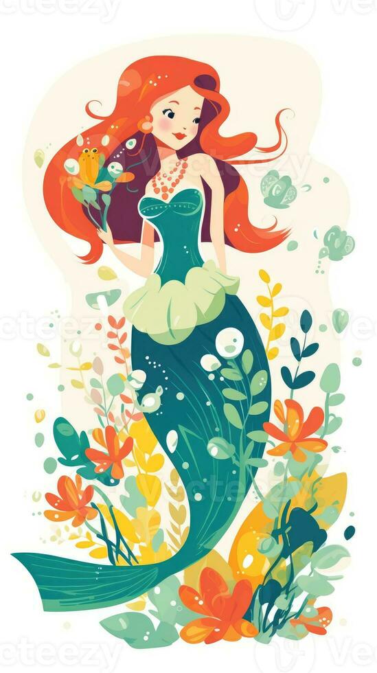 sirena cuento de hadas personaje dibujos animados ilustración fantasía linda dibujo libro Arte póster gráfico foto