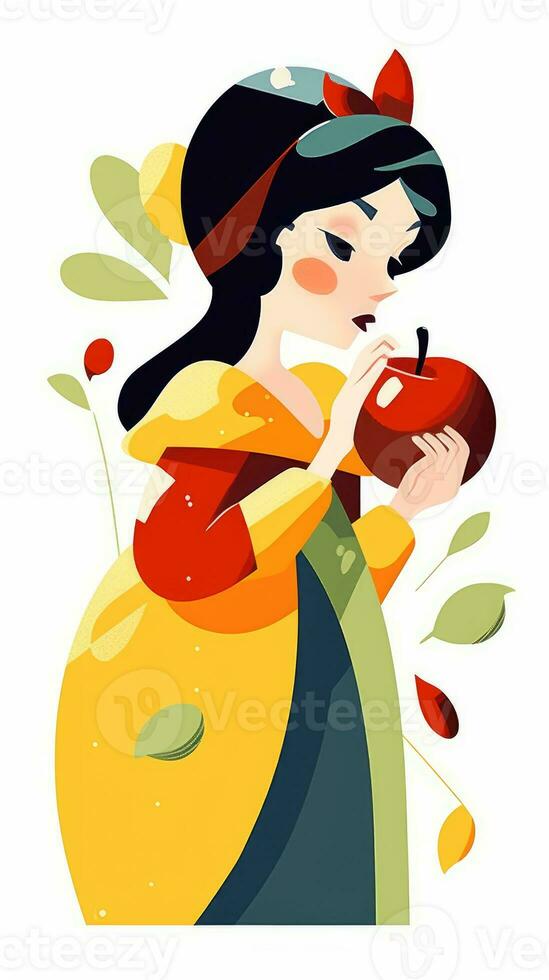 snow white fairytale character cartoon illustration fantasy cute drawing book art poster graphic photo