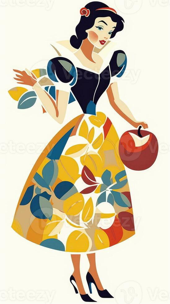 snow white fairytale character cartoon illustration fantasy cute drawing book art poster graphic photo