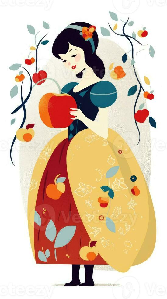 snow white fairytale character cartoon illustration fantasy cute drawing book art poster graphic photo