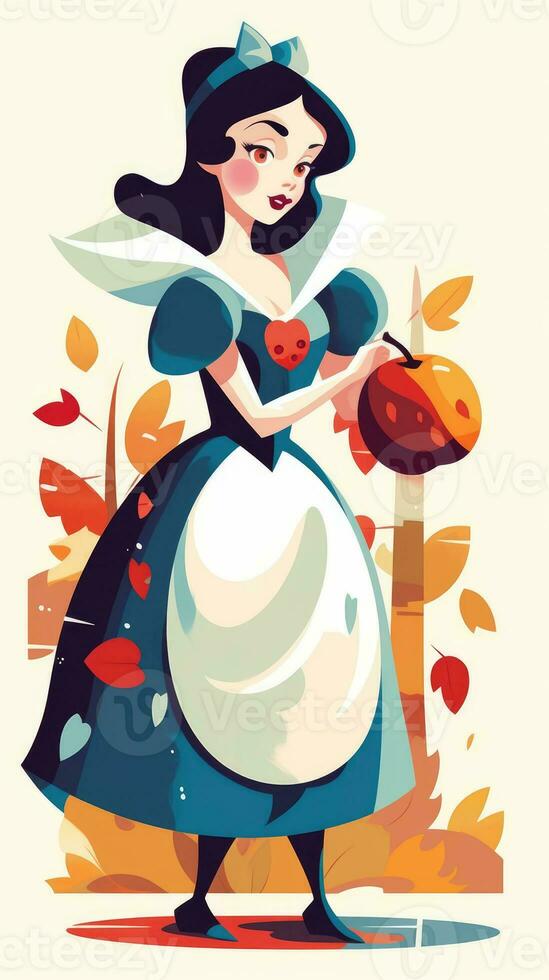 snow white fairytale character cartoon illustration fantasy cute drawing book art poster graphic photo