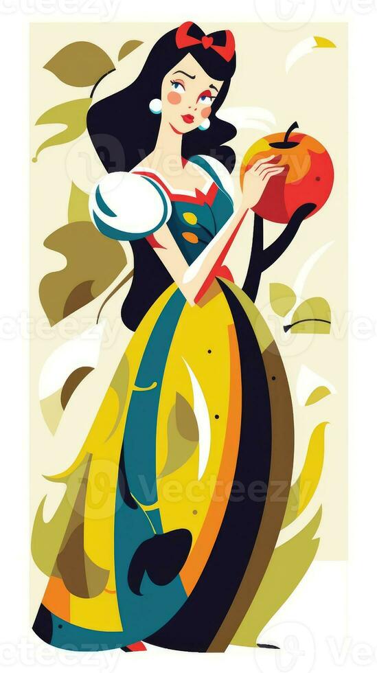 snow white fairytale character cartoon illustration fantasy cute drawing book art poster graphic photo