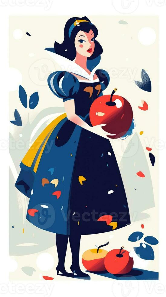 snow white fairytale character cartoon illustration fantasy cute drawing book art poster graphic photo