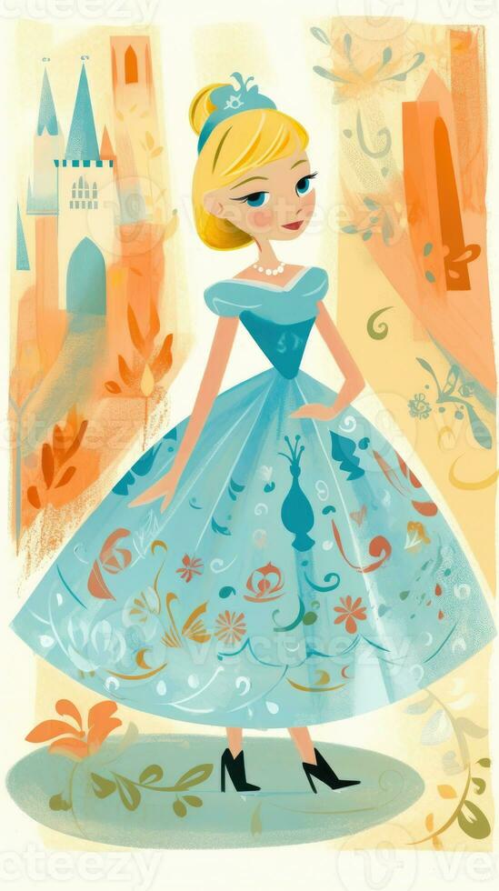 cinderella fairytale character cartoon illustration fantasy cute drawing book art poster graphic photo