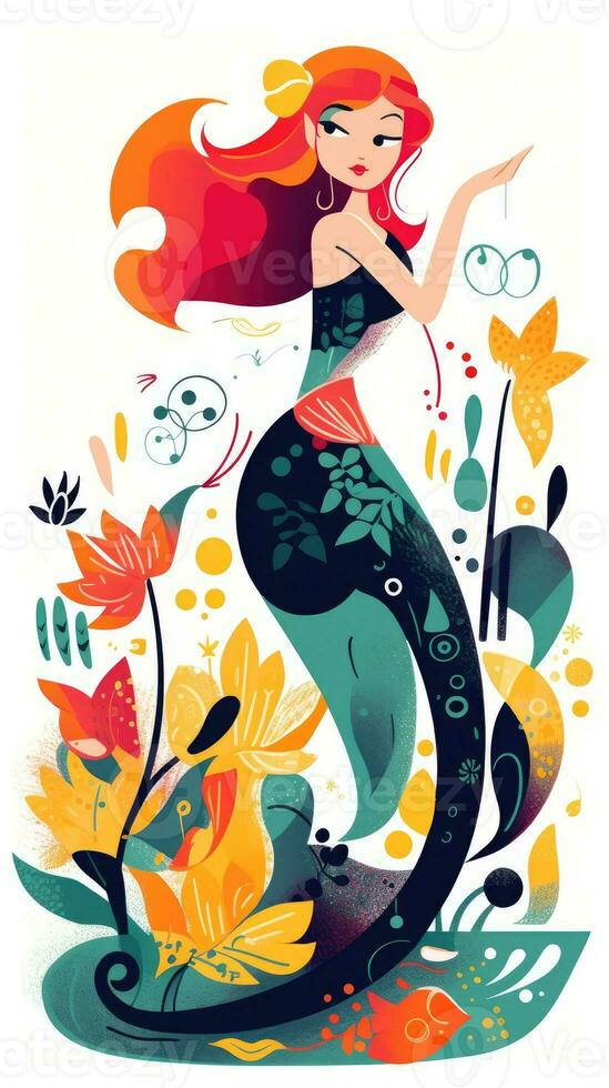 mermaid fairytale character cartoon illustration fantasy cute drawing book art poster graphic photo