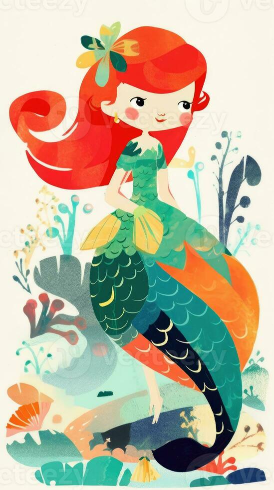 mermaid fairytale character cartoon illustration fantasy cute drawing book art poster graphic photo