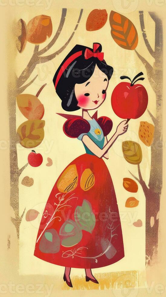 snow white fairytale character cartoon illustration fantasy cute drawing book art poster graphic photo