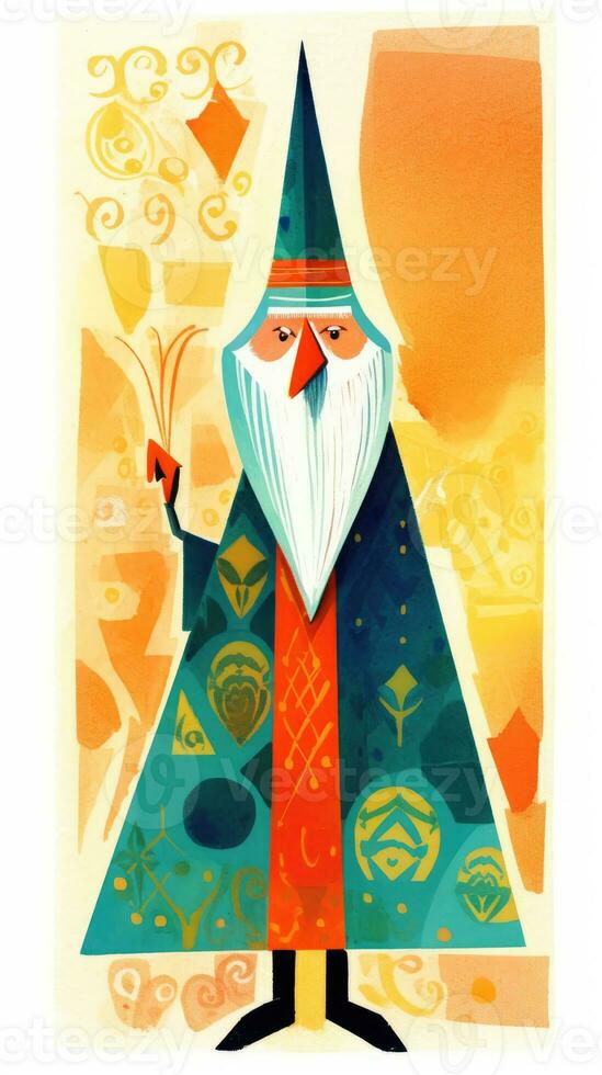 wizard old beard fairytale character cartoon illustration fantasy cute drawing book art graphic photo