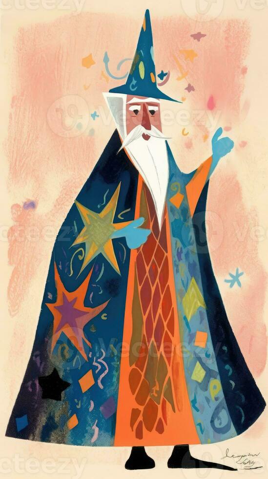 wizard old beard fairytale character cartoon illustration fantasy cute drawing book art graphic photo