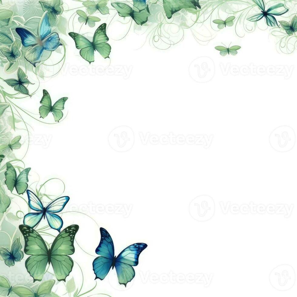 butterfly Floral frame greeting card scrapbooking watercolor gentle illustration border wedding photo