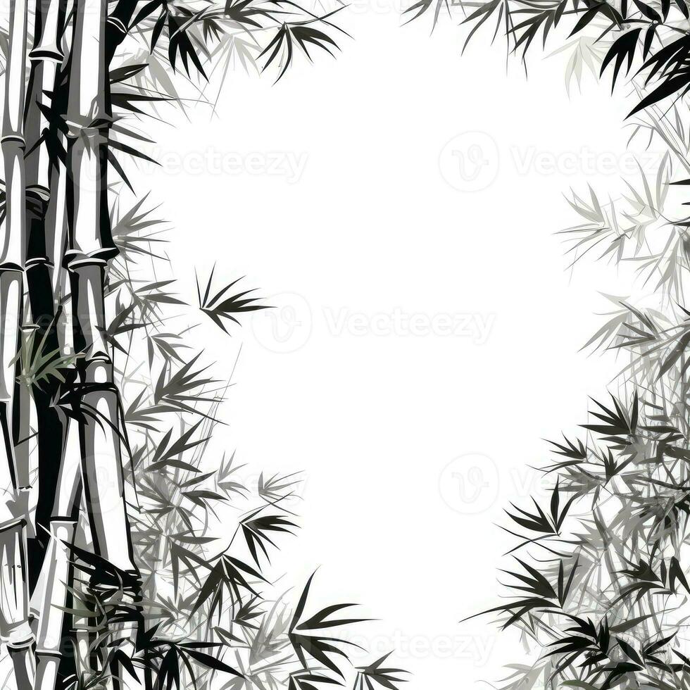 Bamboo leaves frame greeting card scrapbooking watercolor gentle illustration border wedding photo