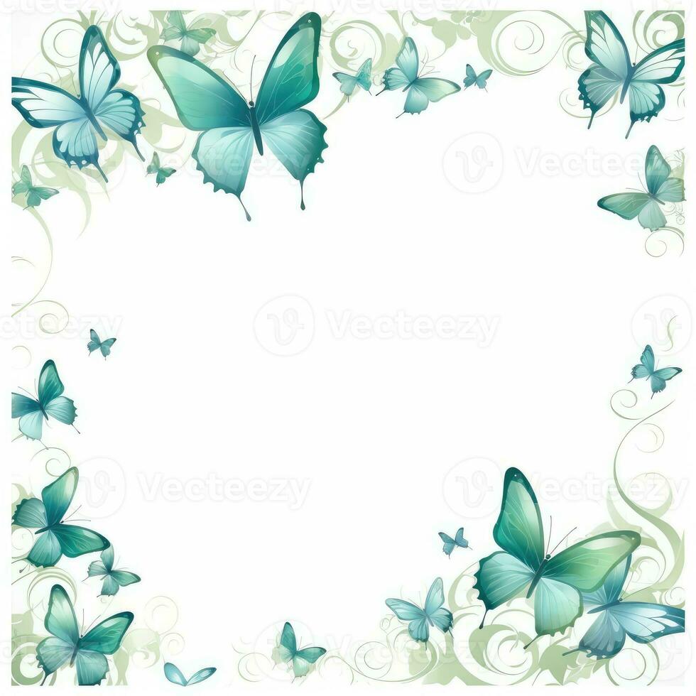 butterfly Floral frame greeting card scrapbooking watercolor gentle illustration border wedding photo