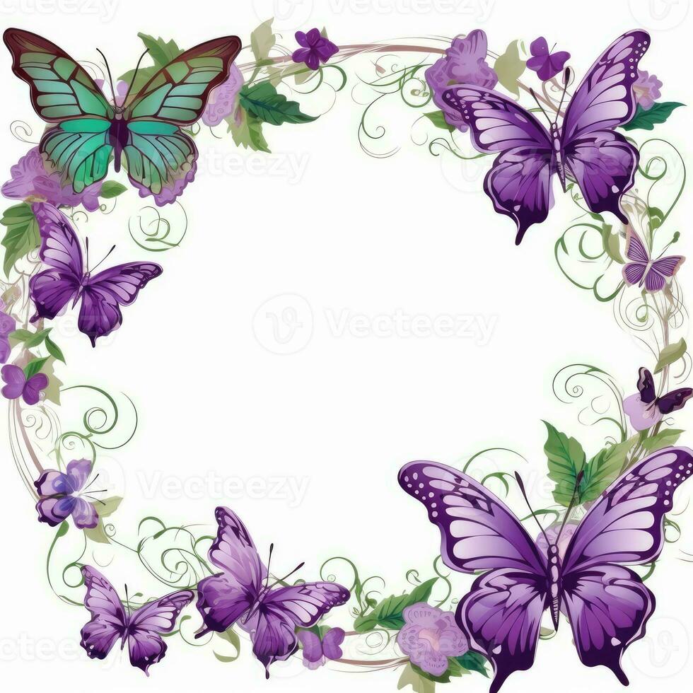 butterfly Floral frame greeting card scrapbooking watercolor gentle illustration border wedding photo