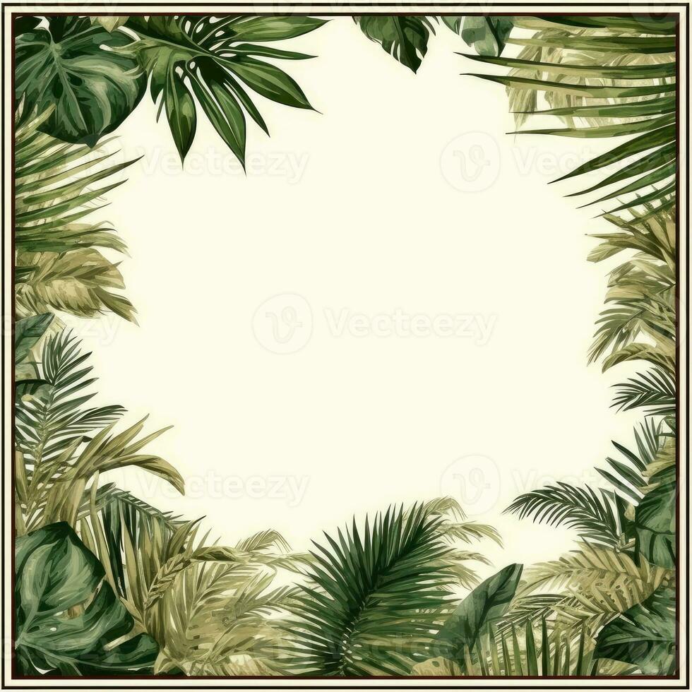 palm leaves Floral frame greeting card scrapbooking watercolor gentle illustration border wedding photo