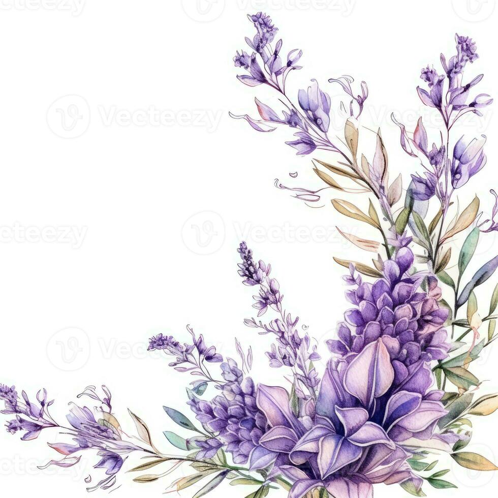 lavender Floral frame greeting card scrapbooking watercolor gentle illustration border wedding photo