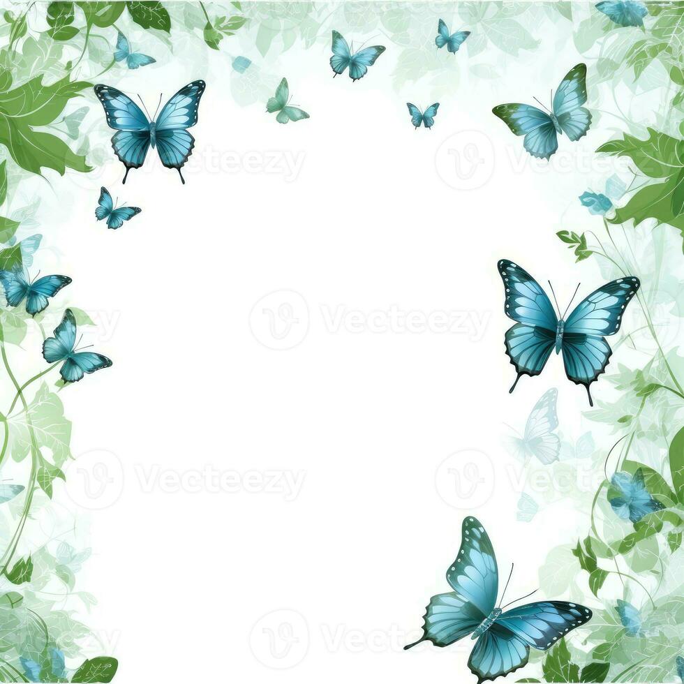 butterfly Floral frame greeting card scrapbooking watercolor gentle illustration border wedding photo