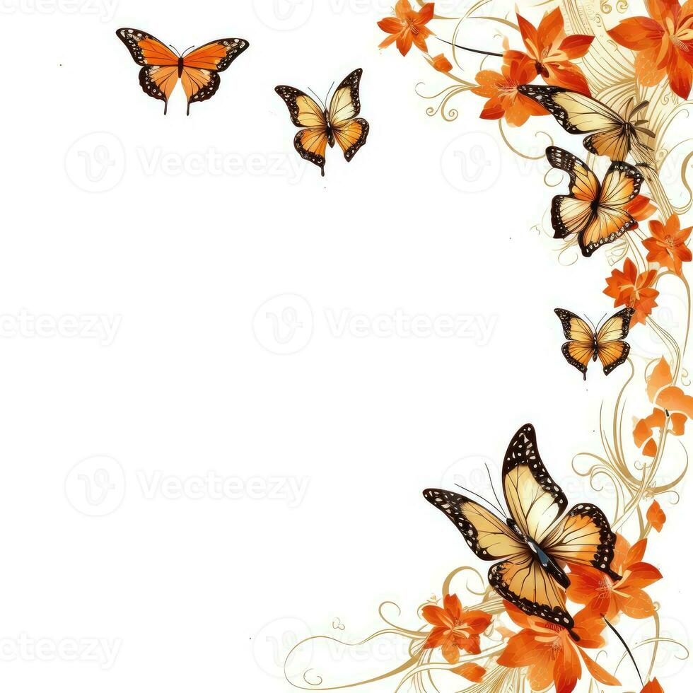 butterfly Floral frame greeting card scrapbooking watercolor gentle illustration border wedding photo