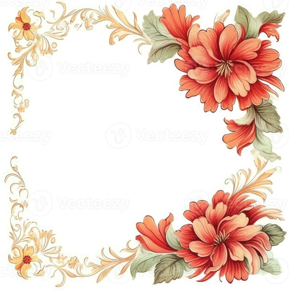 Floral frame greeting card scrapbooking watercolor gentle illustration border wedding flowers photo