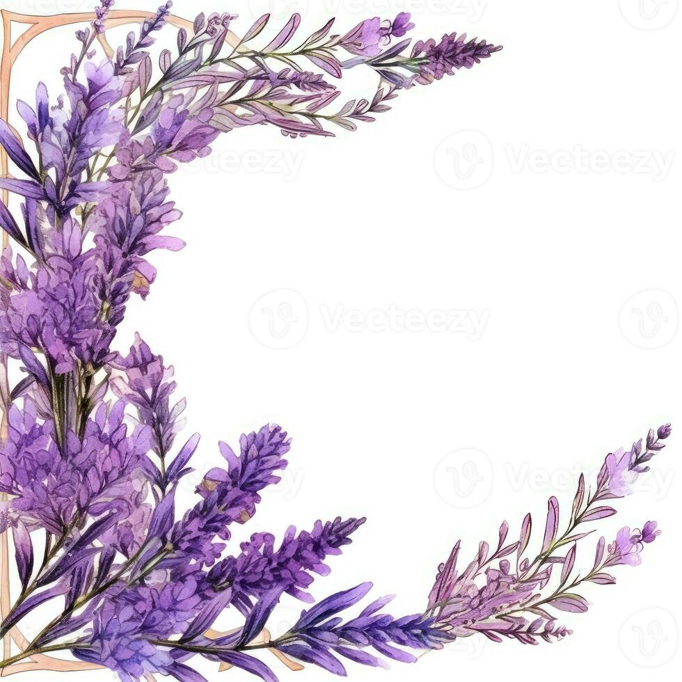 lavender Floral frame greeting card scrapbooking watercolor gentle illustration border wedding photo